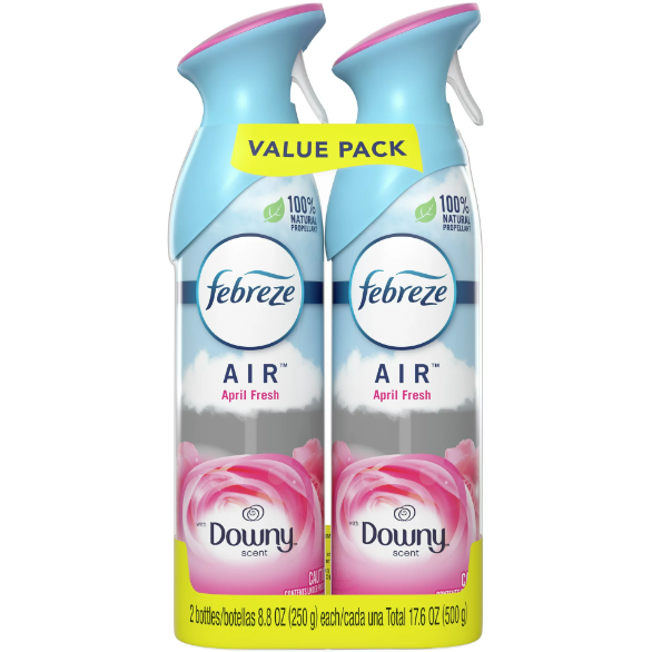 Febreze Odor-Eliminating Air Freshener with Downy Scent, April Fresh, 8.8 fl oz, 2 Pack