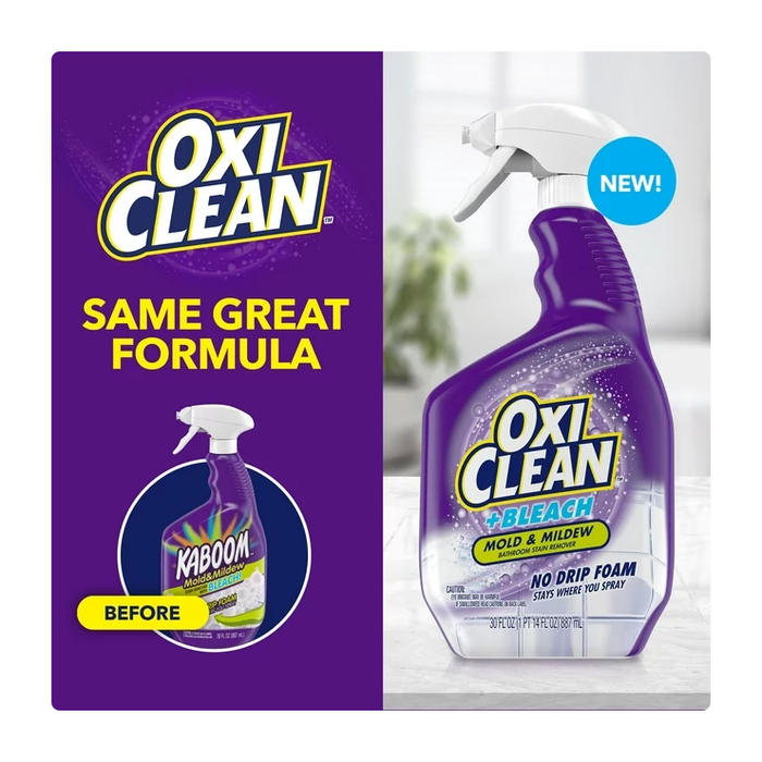 OxiClean plus Bleach, No Drip Foam, Mold & Mildew Bathroom Stain Remover 30 oz.(Pack of 2)