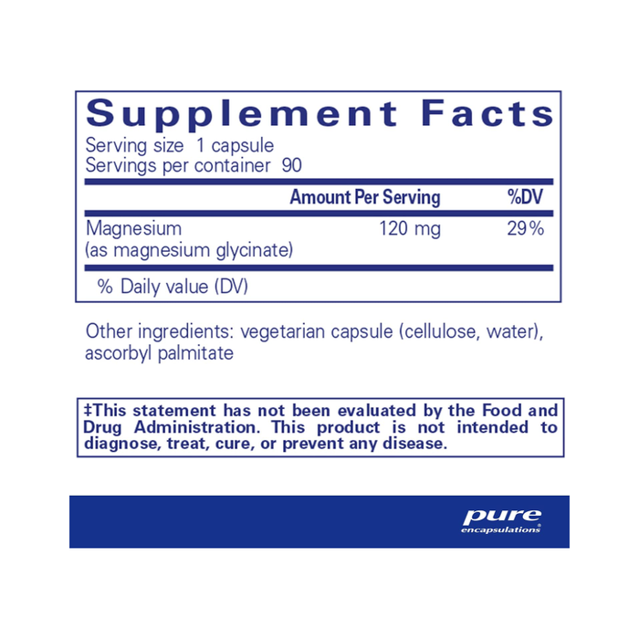 Pure Encapsulations Magnesium (Glycinate) - Supplement to Support Stress Relief, Sleep, Heart Health, Nerves, Muscles, and Metabolism* - with Magnesium Glycinate - 90 Capsules