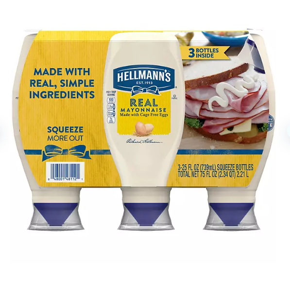 Hellmann's Real Mayonnaise (25 oz., 3 pk.)