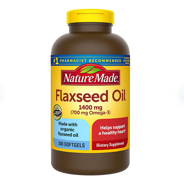 Nature Made Flaxseed Oil 1400 mg Softgels for Heart Health (300 ct.)