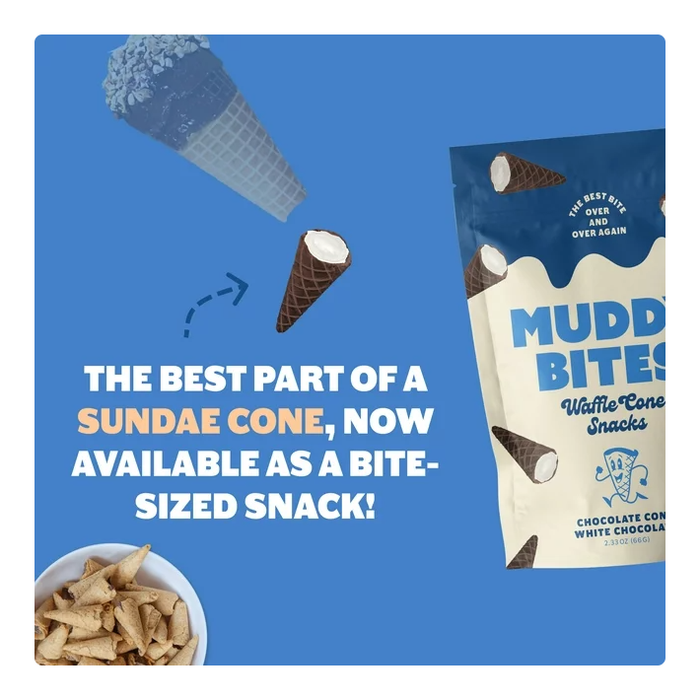 Muddy Bites Chocolate Cone with White Chocolate Fillings, 2.33 oz