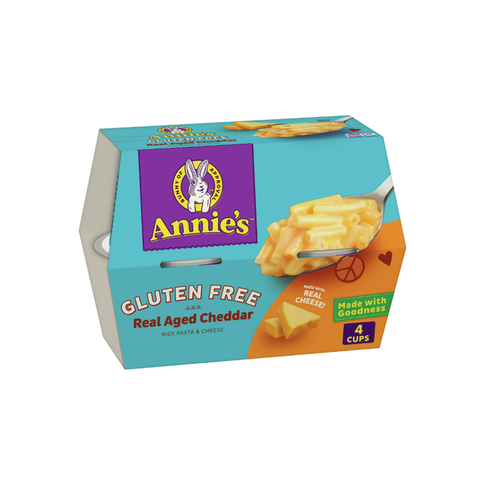 Annie's Gluten Free Macaroni and Cheese, Rice Pasta & Real Aged Cheddar, Microwavable Dinner, 4 Cups