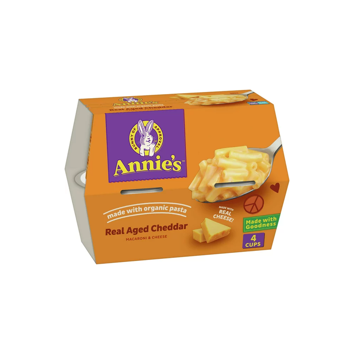 Annie's Real Aged Cheddar Microwave Mac & Cheese with Organic Pasta, 4 Ct, 2.01 OZ Cups