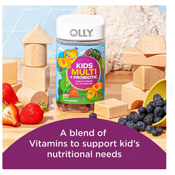 OLLY Kids Multivitamin + Probiotic Gummy, Digestive Support, Berry (160 ct.)