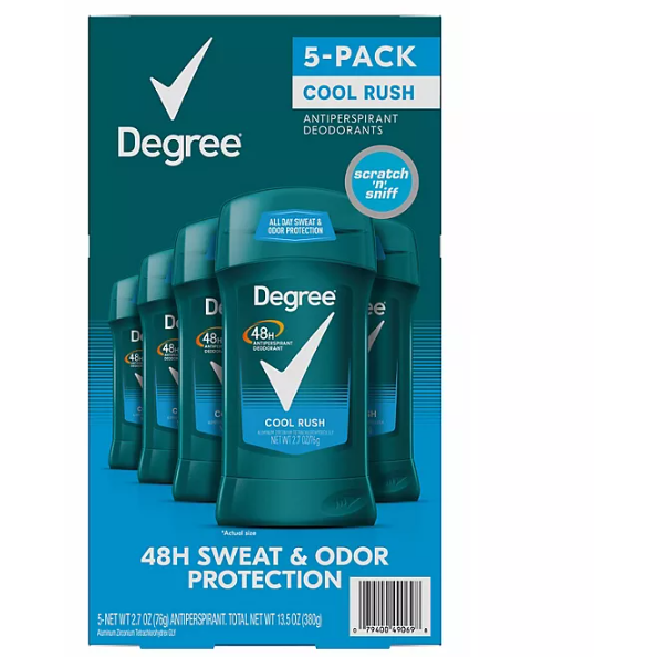 Degree Men Dry Protection Antiperspirant, Cool Rush (2.7 oz., 5 pk.)