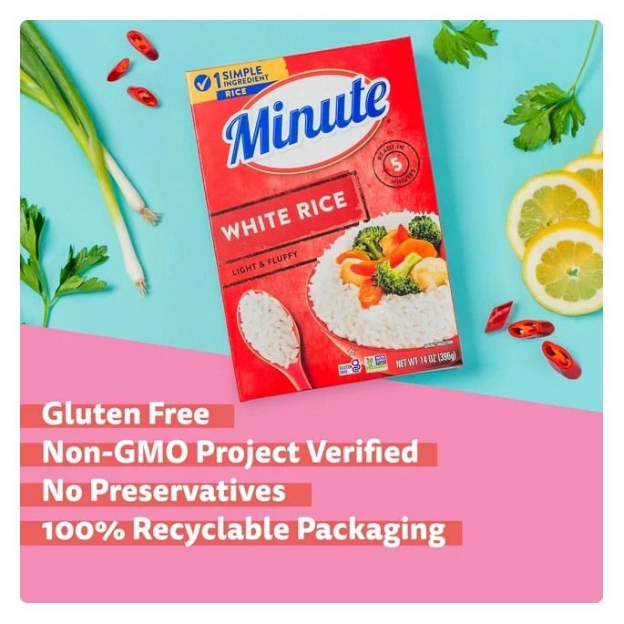 Minute Instant White Rice, Light and Fluffy, 14 oz