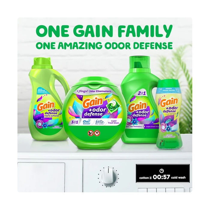Gain Flings Laundry Detergent Pacs with Odor Defense, 60 Ct, Super Fresh