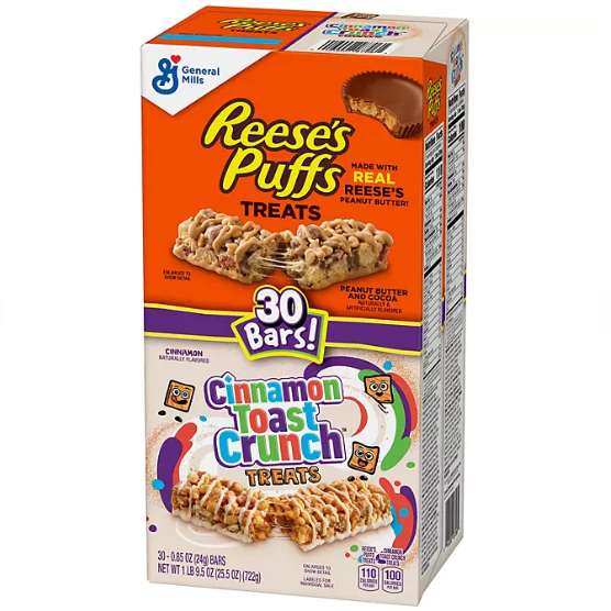 Reese's Puffs & Cinnamon Toast Crunch Cereal Bar Treats (30 ct.)