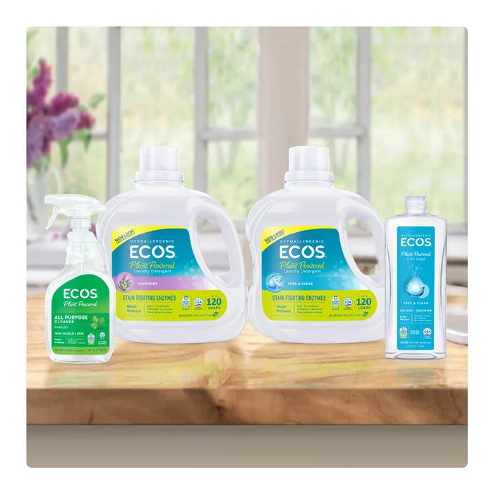 ECOS Plant Powered Liquid Laundry Detergent with Stain-Fighting Enzymes, Free & Clear, 120 Loads, 110 Ounce