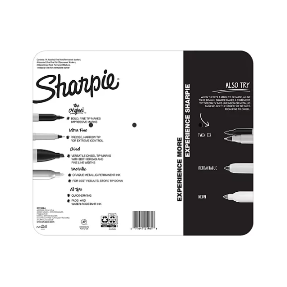 Sharpie Permanent Markers, Assorted Tips and Colors, 21 Count
