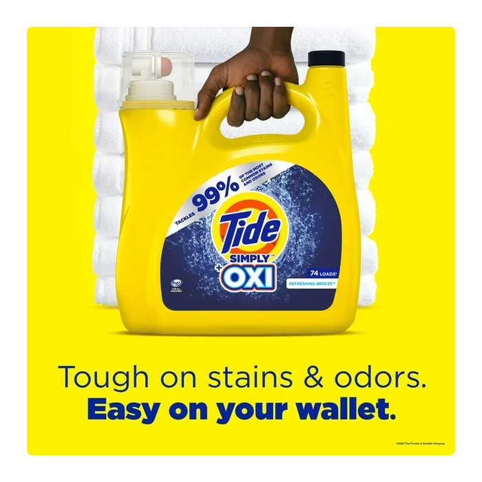 Tide Simply Oxi, 74 Loads Liquid Laundry Detergent, 115 fl oz