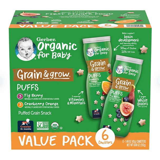 Gerber Organic Puffs, Variety Pack (1.48 oz., 6 pk.)