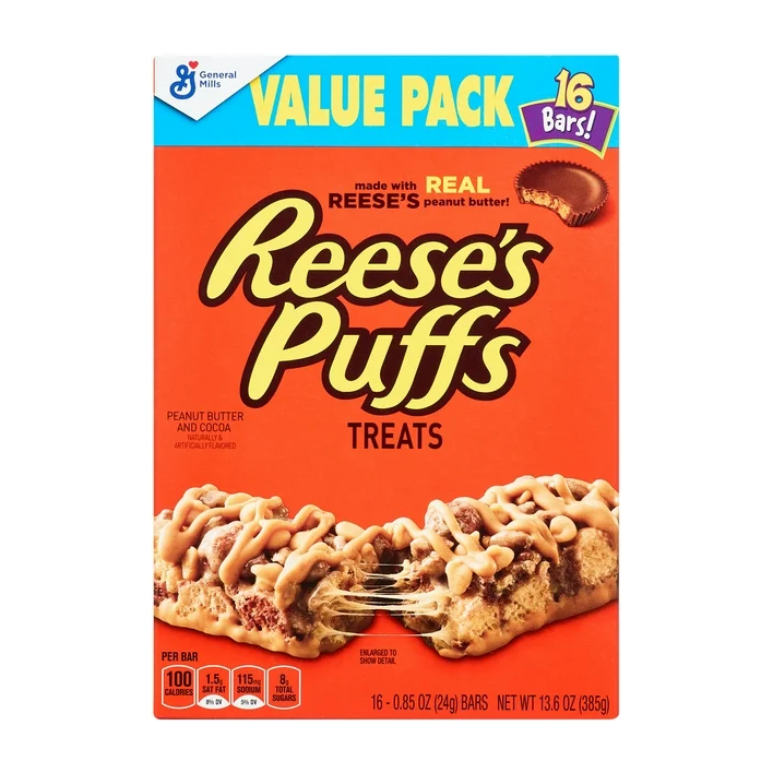 Reese's Puffs Breakfast Cereal Treat Bars, Peanut Butter & Cocoa Reese's Puffs Breakfast Cereal Treat Bars, Peanut Butter & Cocoa