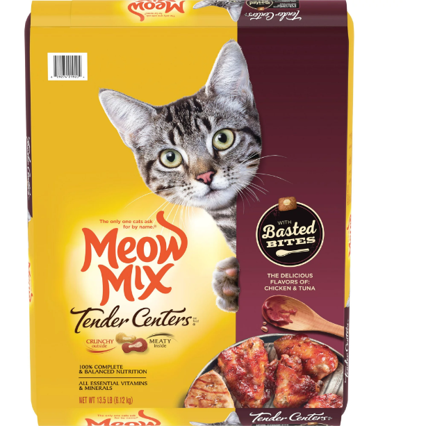 Meow Mix Tender Centers with Basted Bites, Chicken and Tuna Flavored Dry Cat Food, 13.5-Pound