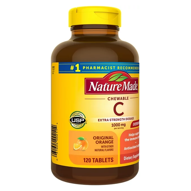 Nature Made Extra Strength Dosage Chewable Vitamin C 1000 mg Per Serving Tablets, 120 Count