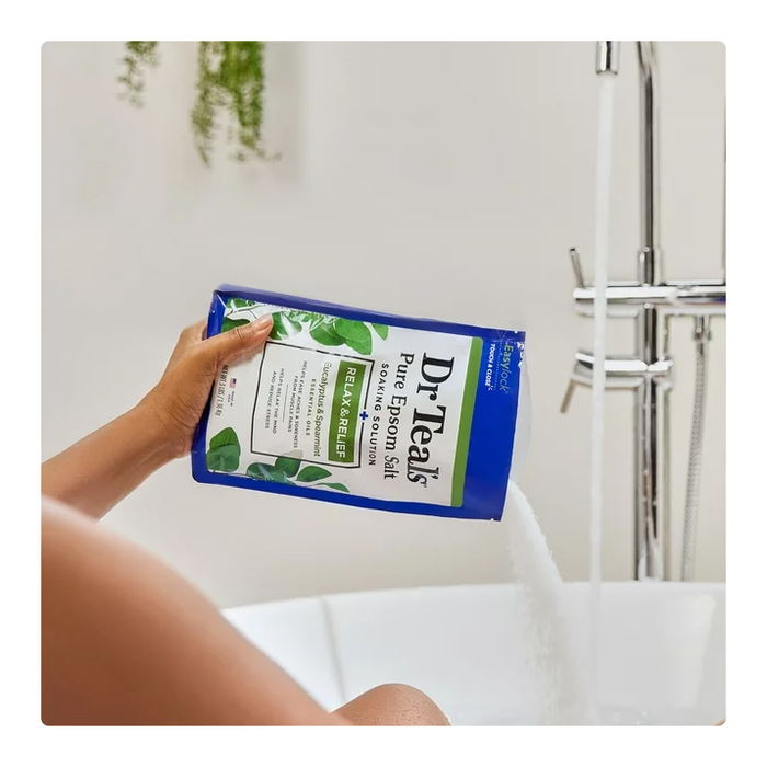 Dr Teal's Pure Epsom Salt Soaking Solution, Relax & Relief with Eucalyptus Spearmint, 3 lb