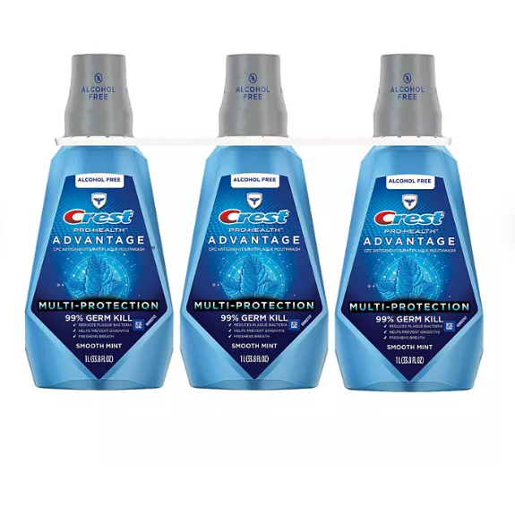 Crest Pro-Health Advantage Multi-Protection Mouthwash, Smooth Mint (33.8 fl. Oz 3 pk.) Crest Pro-Health Advantage Multi-Protection Mouthwash, Smooth Mint (33.8 fl. Oz 3 pk.)
