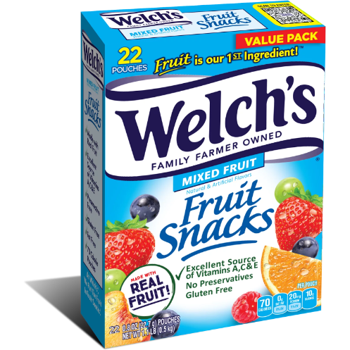 Welch's Mixed Fruit Fruit Snacks Value Pack, 0.8 oz, 22 Count