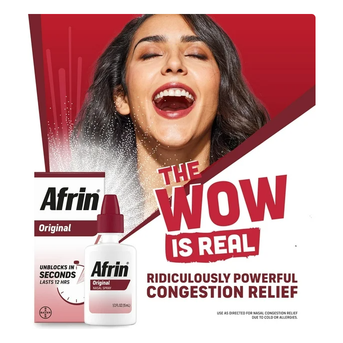Afrin Original 12 Hour Nasal Congestion Relief Spray - 15 mL