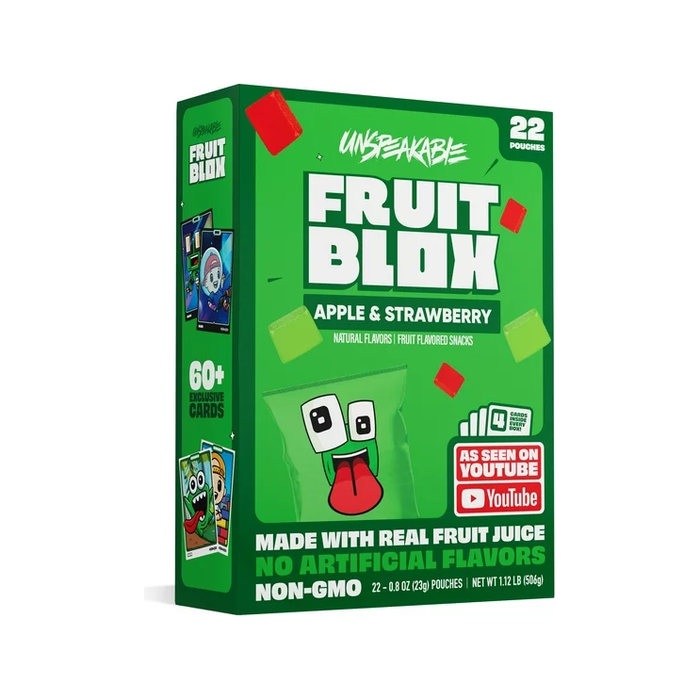 FruitBlox Unspeakable Apple Strawberry Fruit Snacks, 22 Count