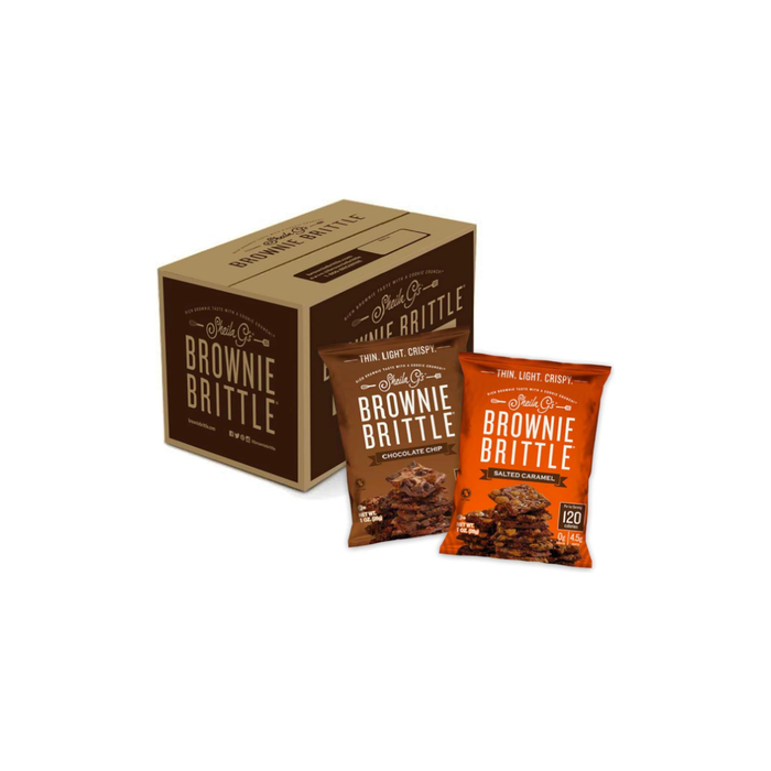 Sheila G's Brownie Brittle – Chocolate Chip & Salted Caramel Thin and Crispy Sweet Snacks (Pack of 20, 1 oz)