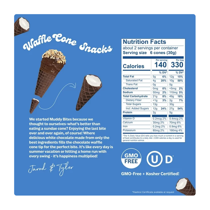 Muddy Bites Chocolate Cone with White Chocolate Fillings, 2.33 oz