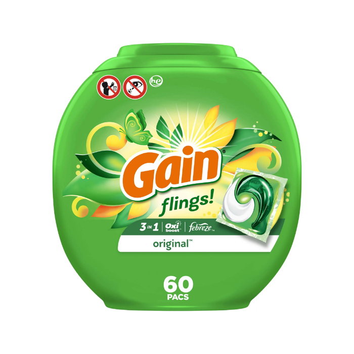 Gain Flings Laundry Detergent Soap Pacs, 60 Ct, Original Scent