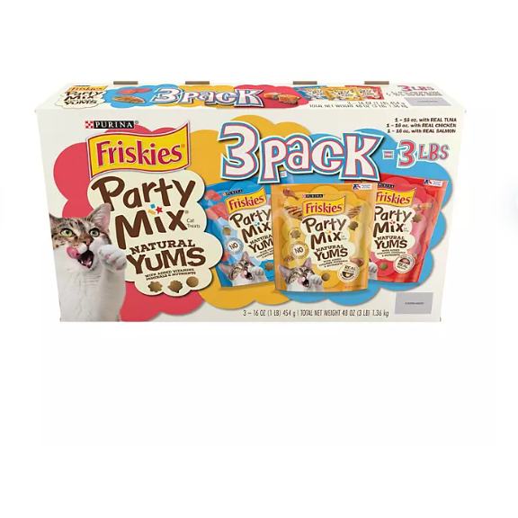 Purina Friskies Party Mix Natural Yums Cat Treats with Real Meat (48 oz.)