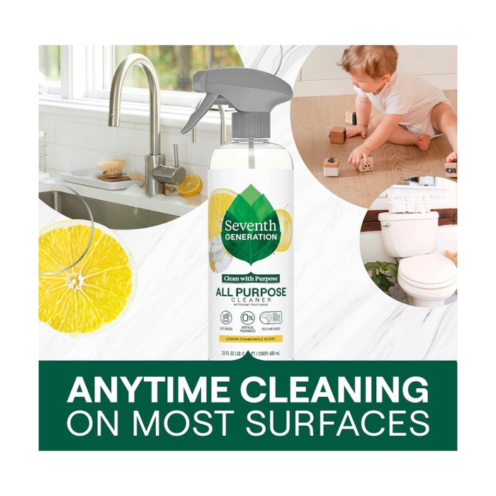 Seventh Generation All Purpose Cleaning Spray Lemon Chamomile Surface Cleaner Cuts Grease, 23 oz Pack of 4