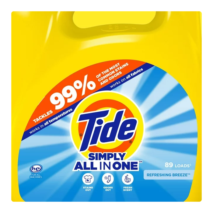 Tide Simply Refreshing Breeze, 89 Loads Liquid Laundry Detergent, 128 fl oz