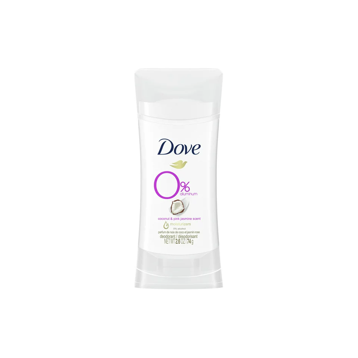 Dove 0% Aluminum Coconut and Pink Jasmine Scent Deodorant Stick 2.6 oz