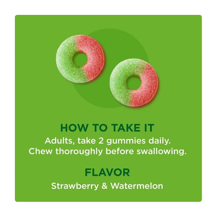 OLLY Fiber Gummy Rings Supplement, 5g Prebiotic Fiber,Fructo-oligosaccharides (FOS), Strawberry Watermelon, 50 Ct