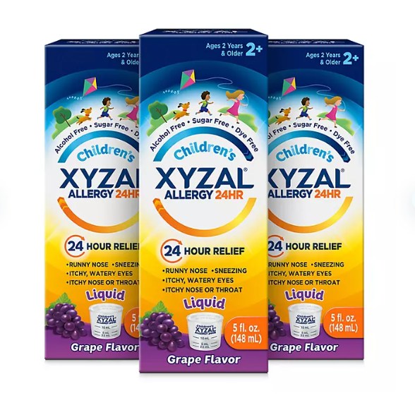 Xyzal Children's Allergy 24HR Oral Solution, Grape (3 pk., 5 fl. oz./pk.)