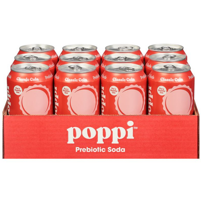Poppi Prebiotic Soda, Classic Cola 12 oz 12 pack
