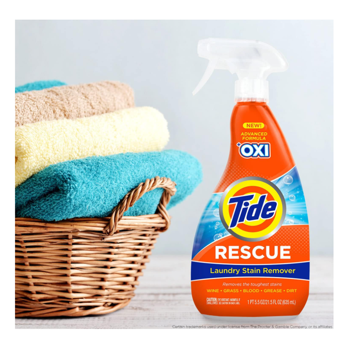 Tide Rescue Plus Oxi Laundry Stain Remover and Carpet Cleaning Spray and Wash, 22 fl oz (Pack of 2)