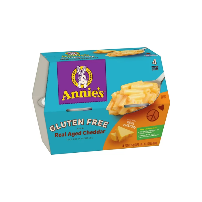 Annie's Gluten Free Macaroni and Cheese, Rice Pasta & Real Aged Cheddar, Microwavable Dinner, 4 Cups
