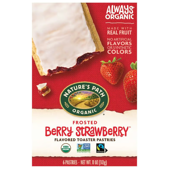Nature's Path Toaster Pastries, Berry Strawberry, Frosted