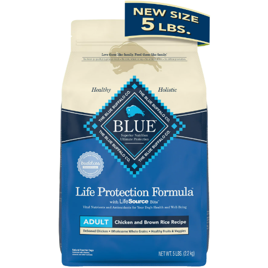 Blue Buffalo Life Protection Formula Chicken and Brown Rice Dry Dog Food for Adult Dogs, Whole Grain, 5 lb. Bag