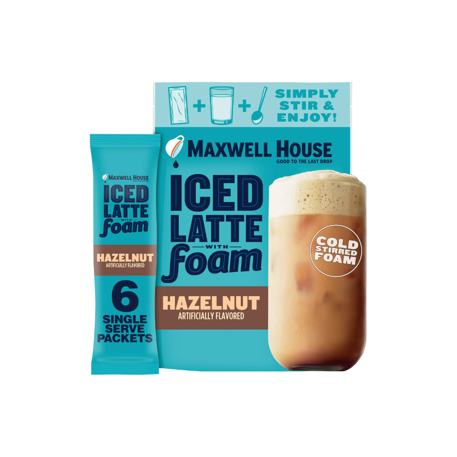 Maxwell House Iced Latte with Foam - Hazelnut Flavor | 6 Single
