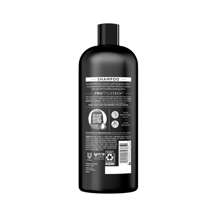 TRESemme Rich Moisture Hydrating Daily Shampoo for Dry Hair with Hyaluronic Plex, 28 fl oz