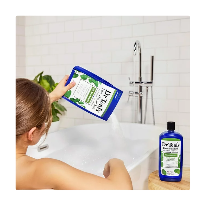 Dr Teal's Pure Epsom Salt Soaking Solution, Relax & Relief with Eucalyptus Spearmint, 3 lb