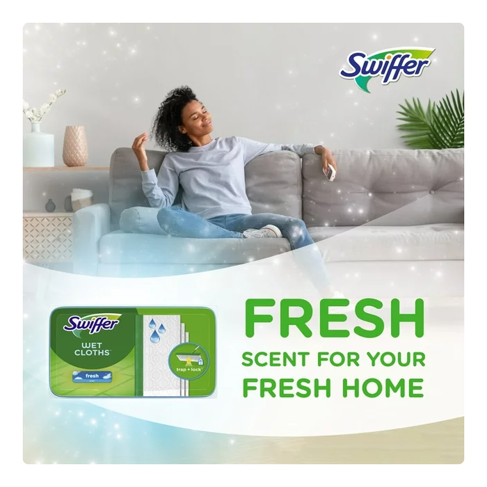 Swiffer Sweeper Wet Mopping Cloths, Multi-Surface Floor Cleaner, Fresh Scent, 24 Count