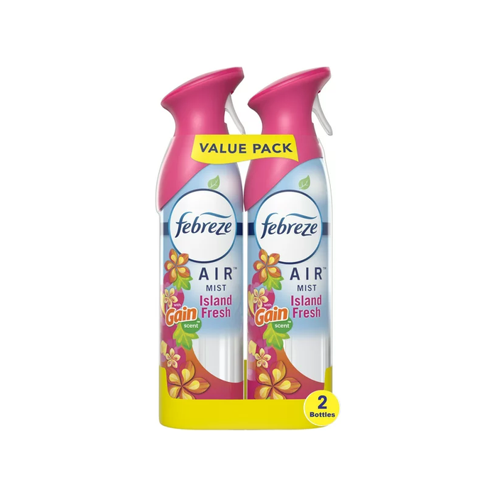 Febreze Odor-Fighting Air Freshener with Gain Island Fresh Scent, Pack of 2, 8.8 fl oz each