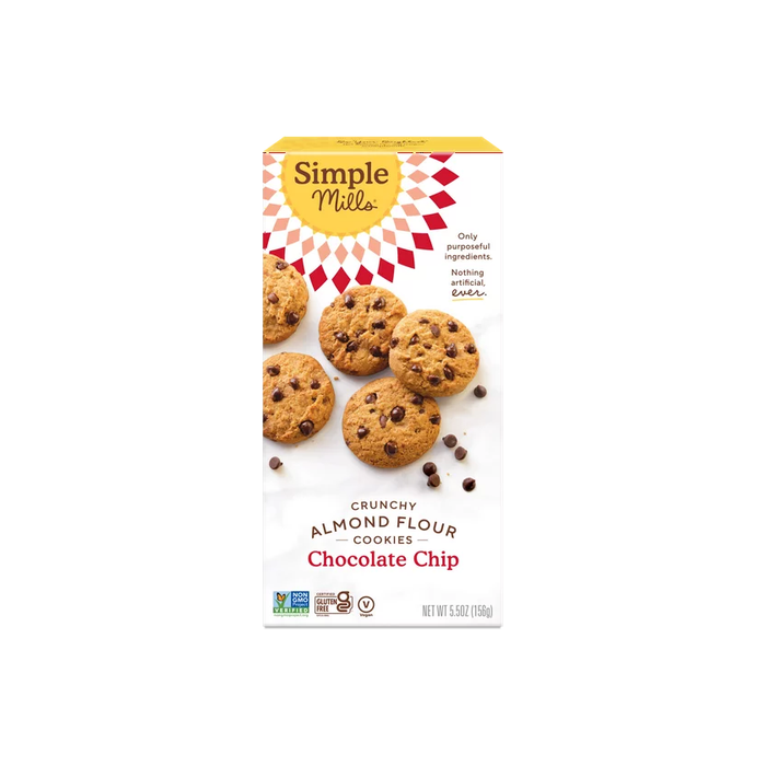 Simple Mills Crunchy Almond Flour Cookies, Chocolate Chip, Gluten-Free, 5.5 oz
