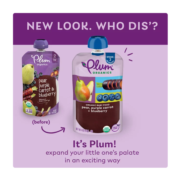 Plum Organics Stage 2 Organic Baby Food Pouch: Pear, Purple Carrot, Blueberry - 4 oz