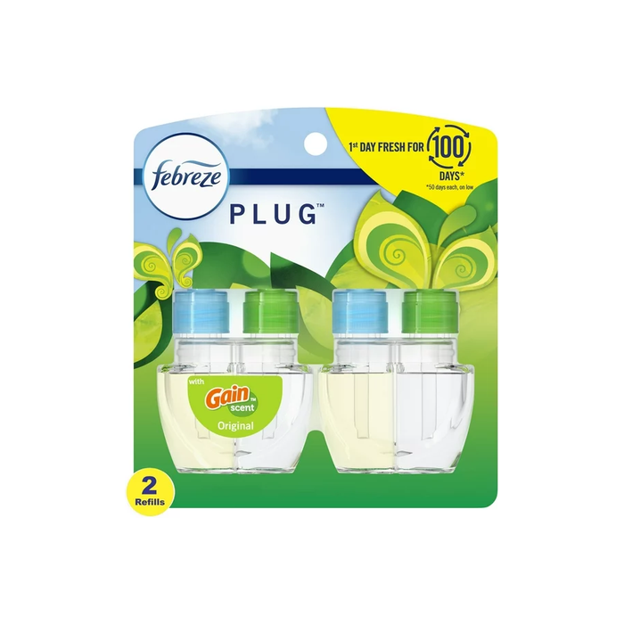 Febreze Plug Odor-Fighting Air Freshener Refills with Gain Original Scent, 0.87 oz 2 Ct