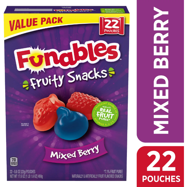 Funables Fruity Snacks Mixed Berry Fruit Snacks, 17.6 oz, 22 Count