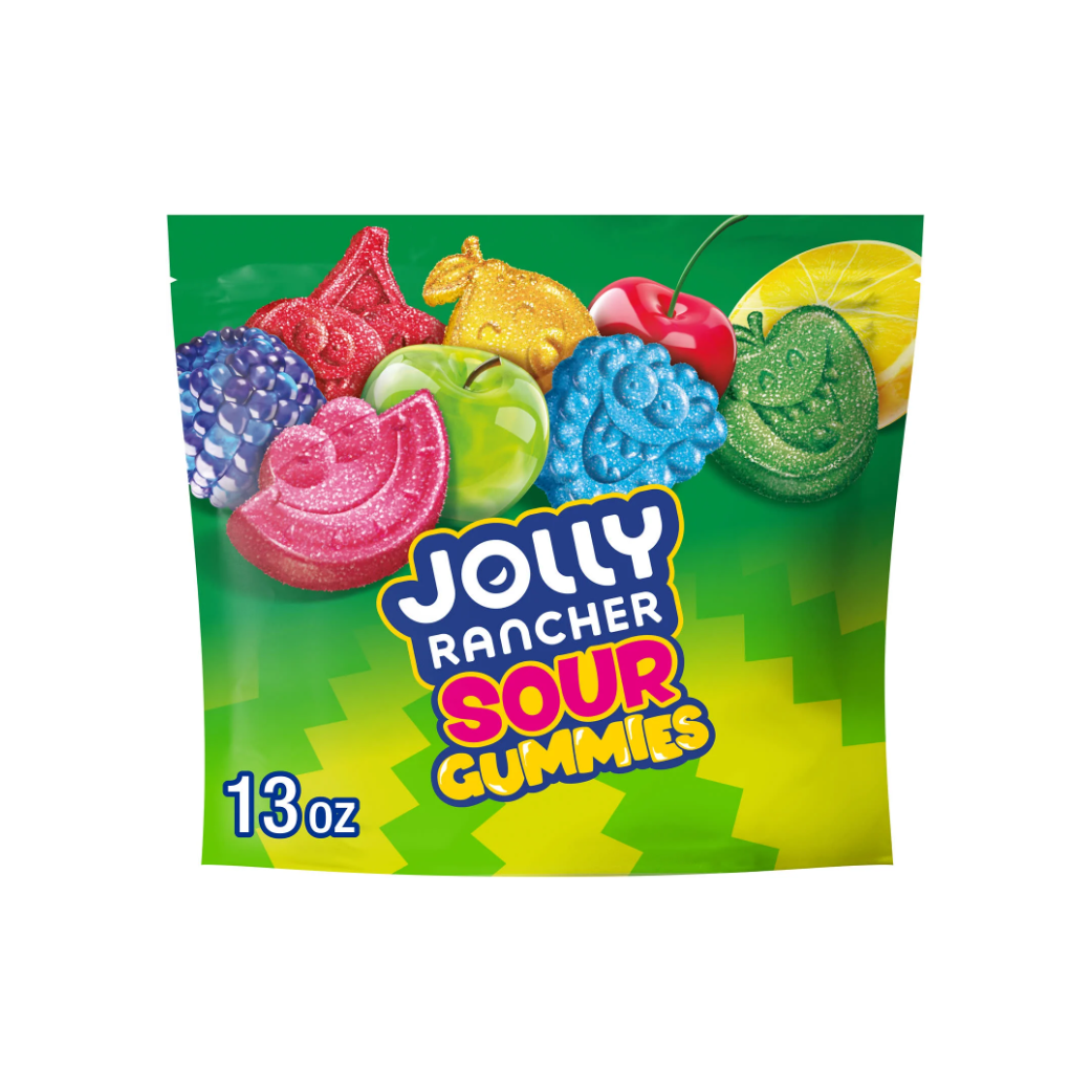 Jolly Rancher Sour Gummies Assorted Fruit Flavored Candy, Resealable B ...