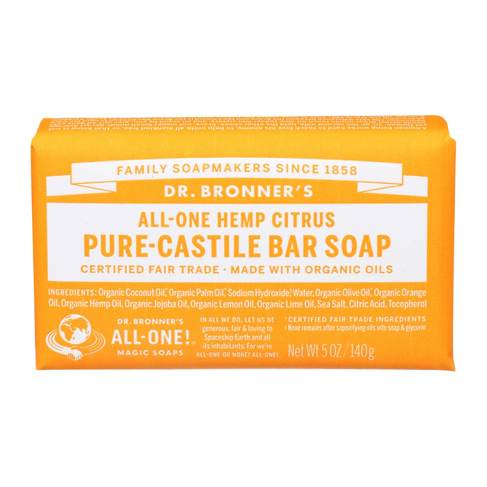 Dr. Bronner's All-One Hemp Citrus Pure-Castile Bar Soap, 5 oz